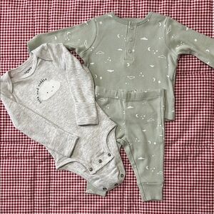 Carter's Gray and Green Bodysuit Set